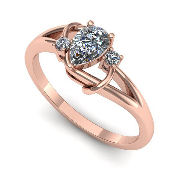 Inel logodna din aur roz cu safir alb