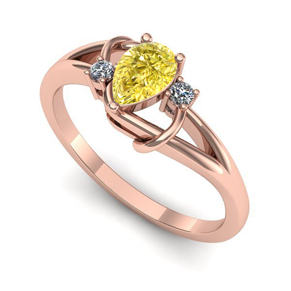 Inel din aur roz cu safir galben