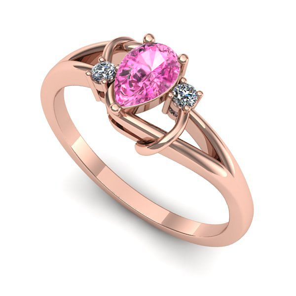 Inel logodna din aur roz cu safir roz