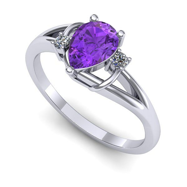 Inel de logodna din aur alb cu ametist