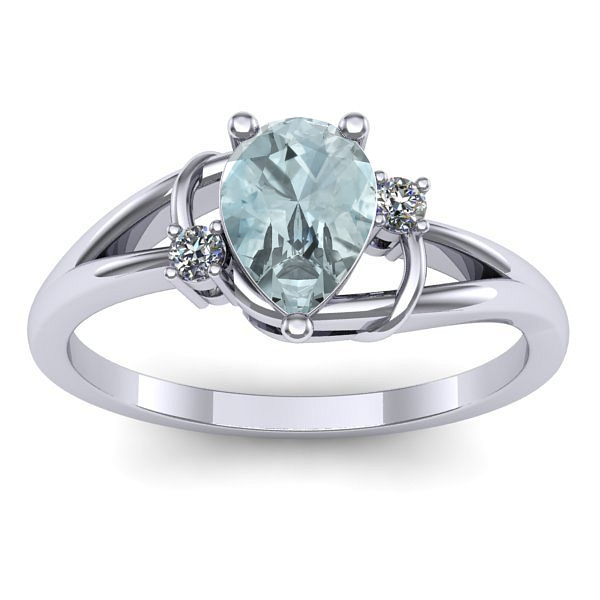 Inel de logodna cu aquamarin lacrima