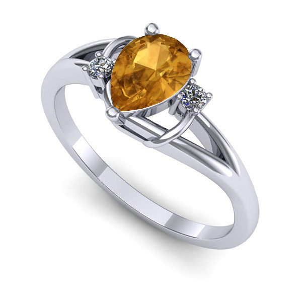 Inel de logodna din aur alb cu citrin