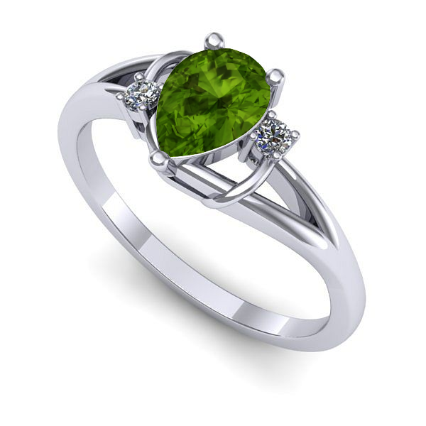 Inel de logodna din aur alb cu peridot