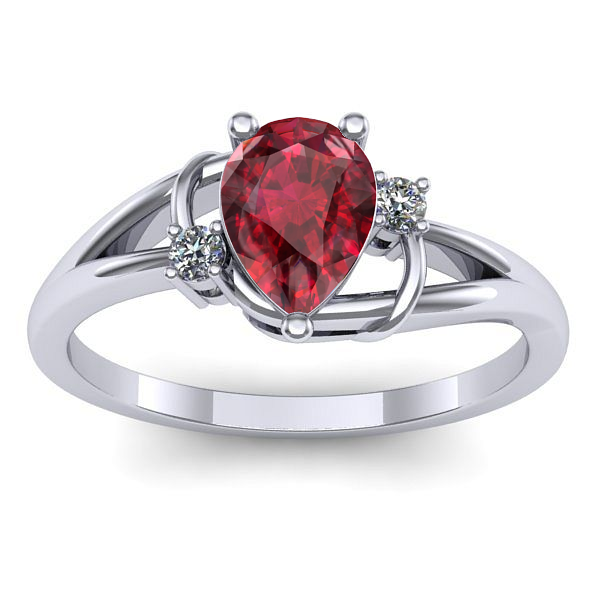 Inel logodna cu rubin lacrima
