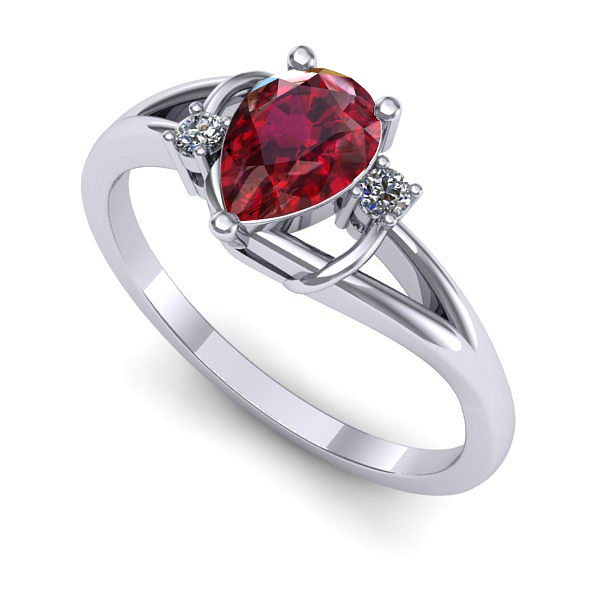 Inel de logodna din aur alb cu rubin