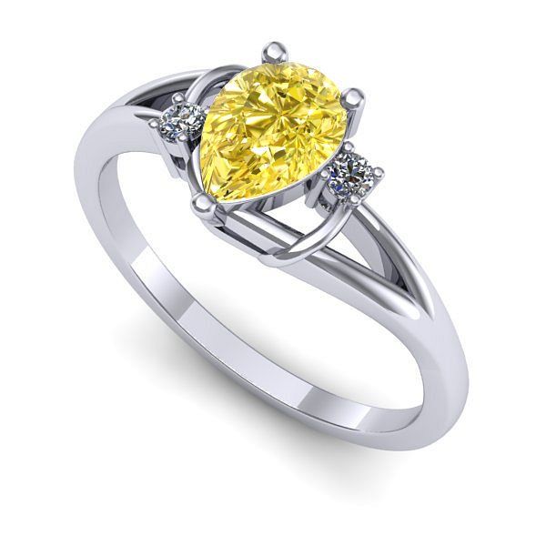 Inel din aur alb cu safir galben