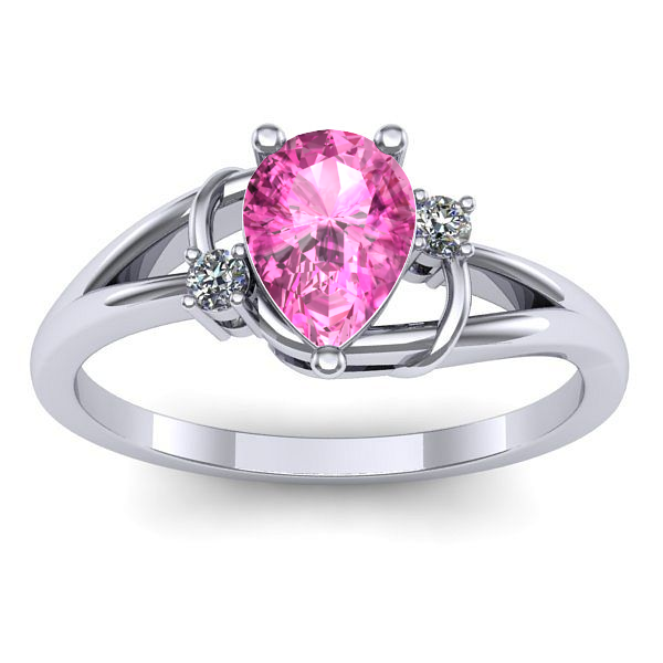 Inel cu safir roz lacrima