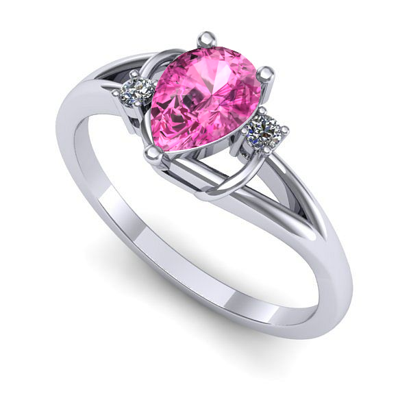 Inel de logodna din aur alb cu safir roz