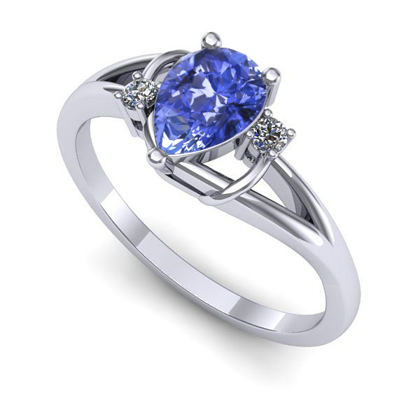 Inel logodna din aur alb cu tanzanit