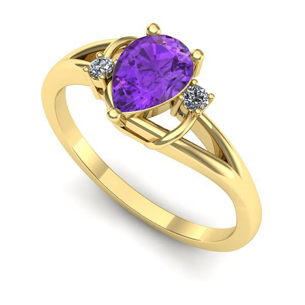 Inel din aur galben cu ametist