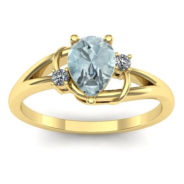 Inel logodna cu aquamarin lacrima