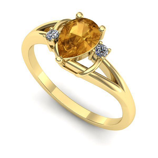 Inel de logodna din aur galben cu citrin