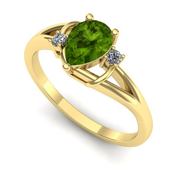 Inel logodna din aur galben cu peridot