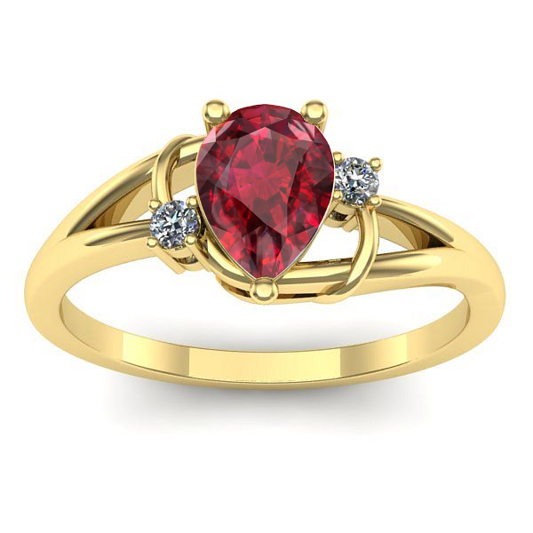 Inel logodna cu rubin lacrima