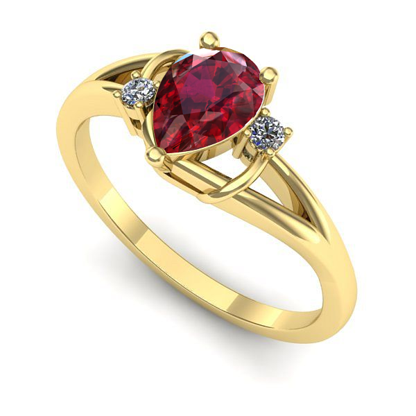 Inel de logodna din aur galben cu rubin