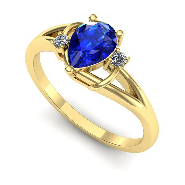 Inel de logodna din aur galben cu safir