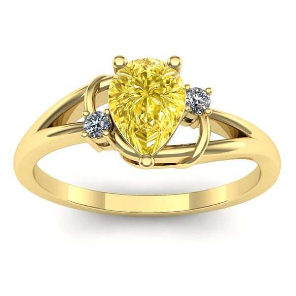 Inel cu safir galben lacrima