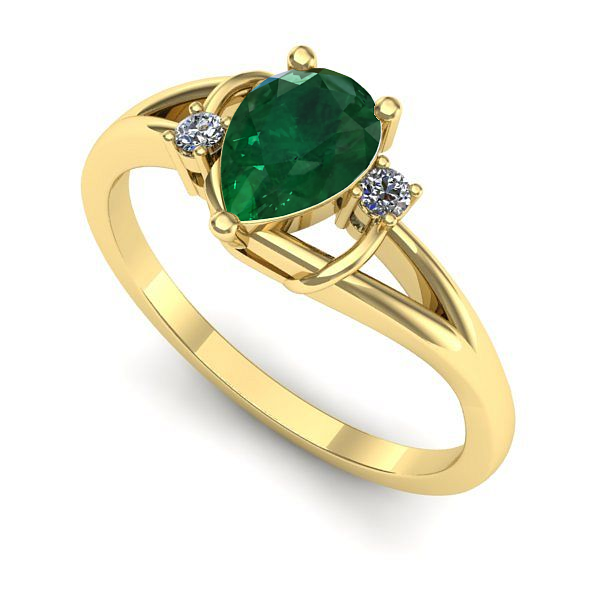 Inel de logodna din aur galben cu smarald