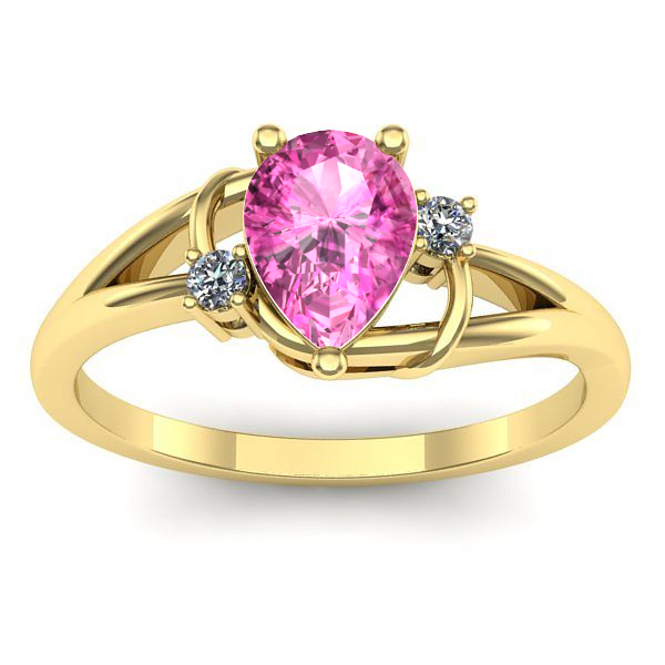 Inel logodna cu safir roz lacrima