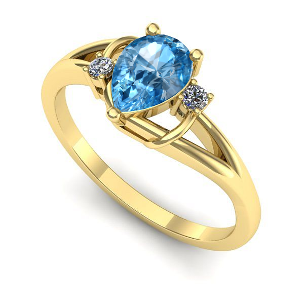 Inel de logodna din aur galben cu topaz blue
