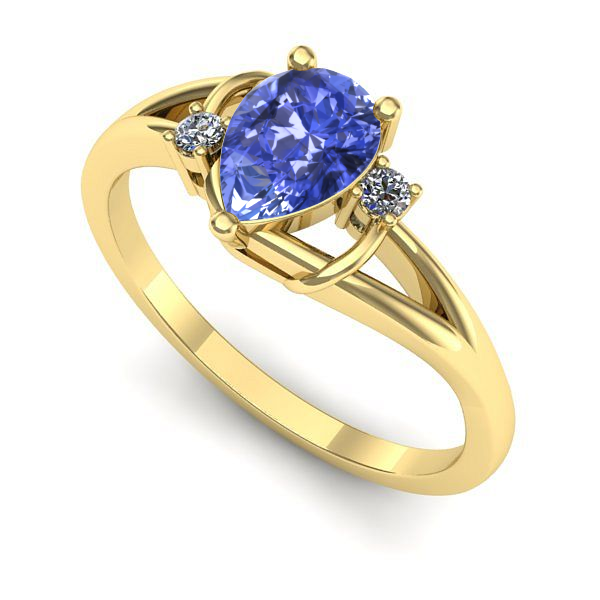 Inel de logodna din aur galben cu tanzanit