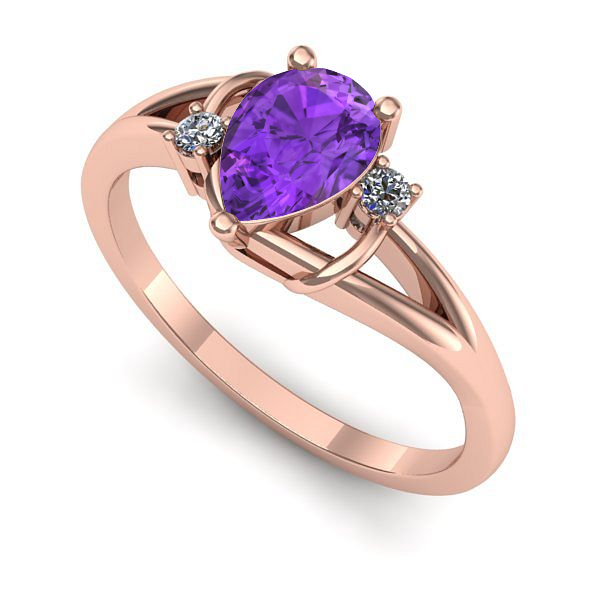 Inel din aur roz cu ametist