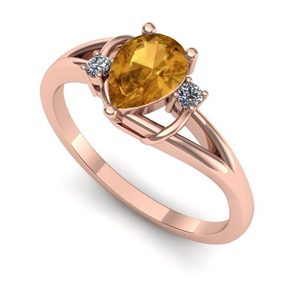 Inel logodna din aur roz cu citrin