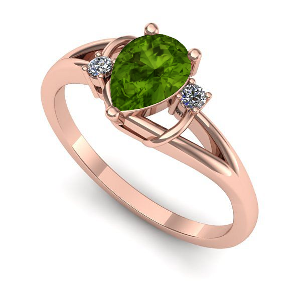 Inel logodna din aur roz cu peridot