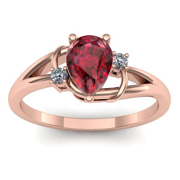 Inel logodna cu rubin lacrima