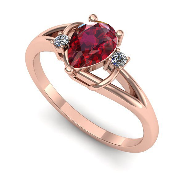 Inel logodna din aur roz cu rubin