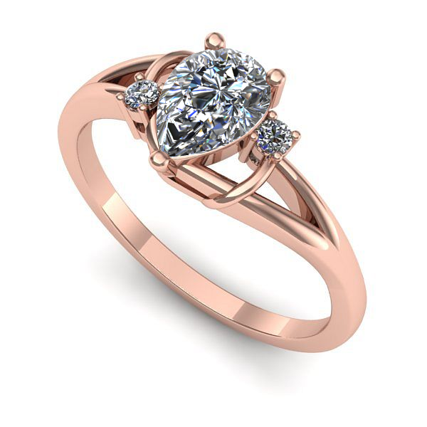 Inel din aur roz cu diamant de laborator