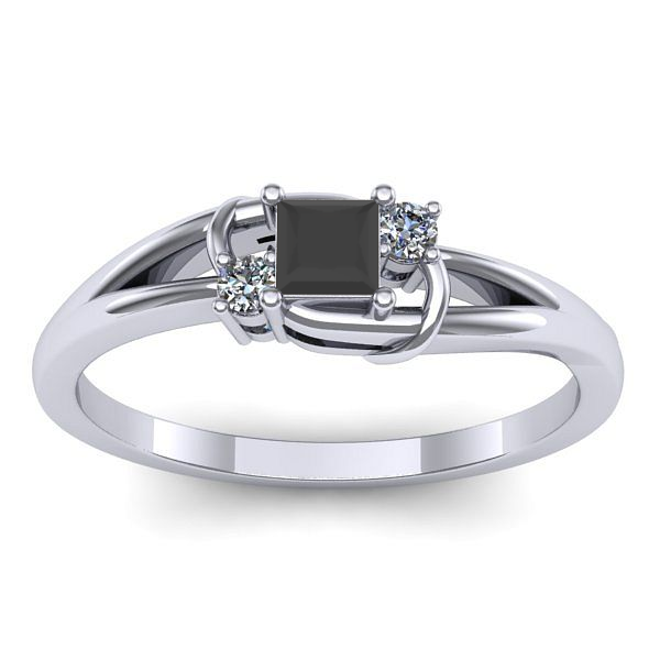 Inel de logodna cu diamant negru patrat