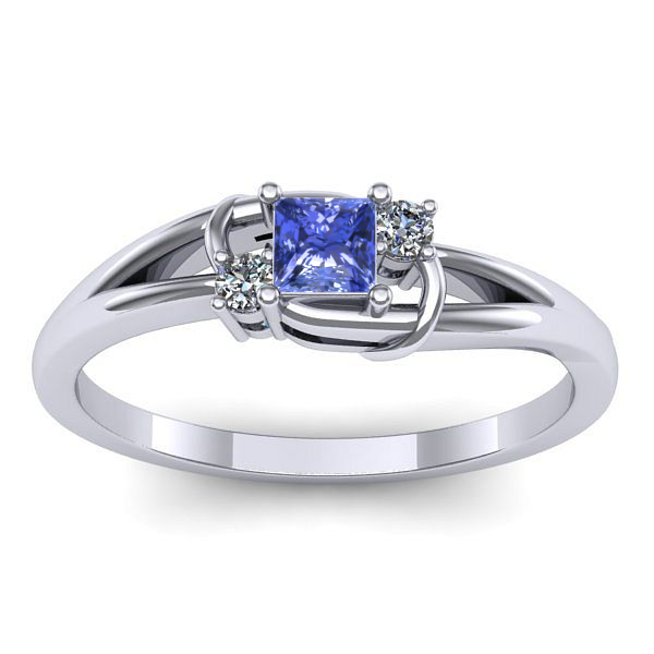 Inel cu tanzanit patrat