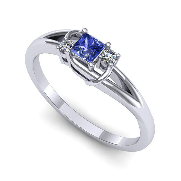 Inel logodna din aur alb cu tanzanit