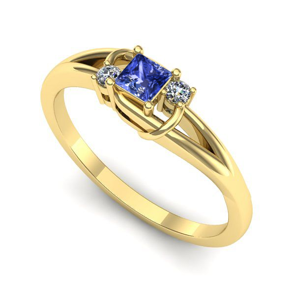 Inel logodna din aur galben cu tanzanit