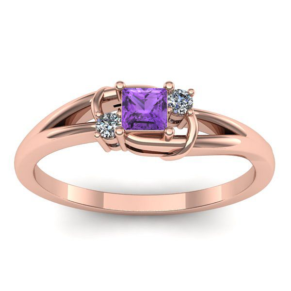 Inel de logodna cu ametist patrat