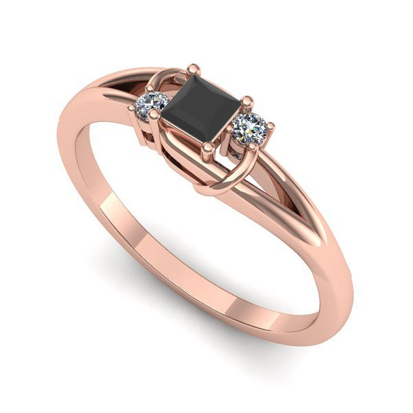Inel din aur roz cu diamant negru