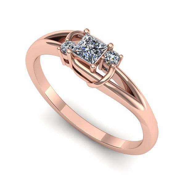 Inel de logodna din aur roz cu safir alb