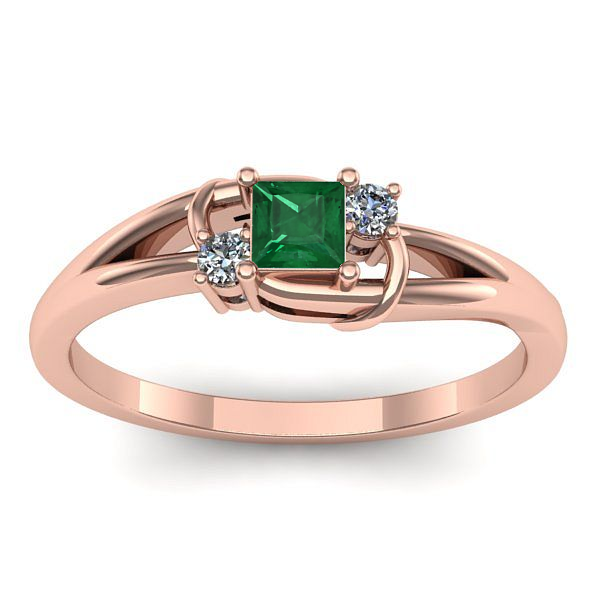 Inel de logodna cu smarald patrat