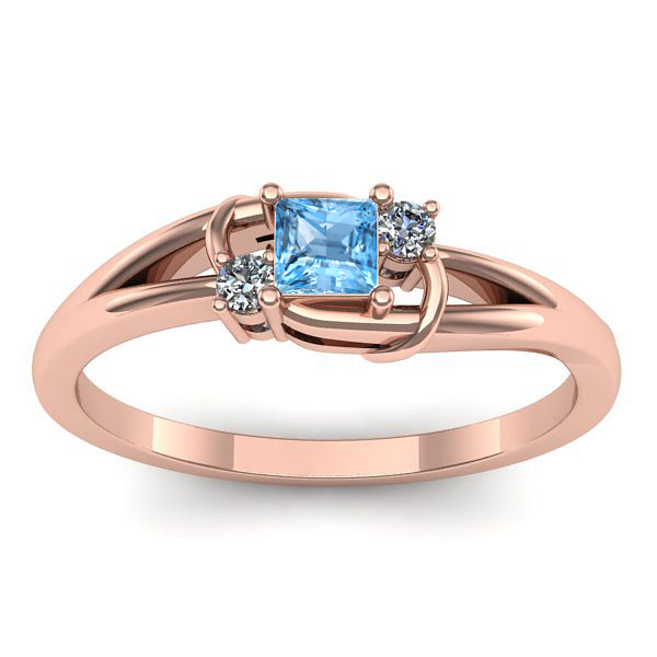 Inel logodna cu topaz blue patrat
