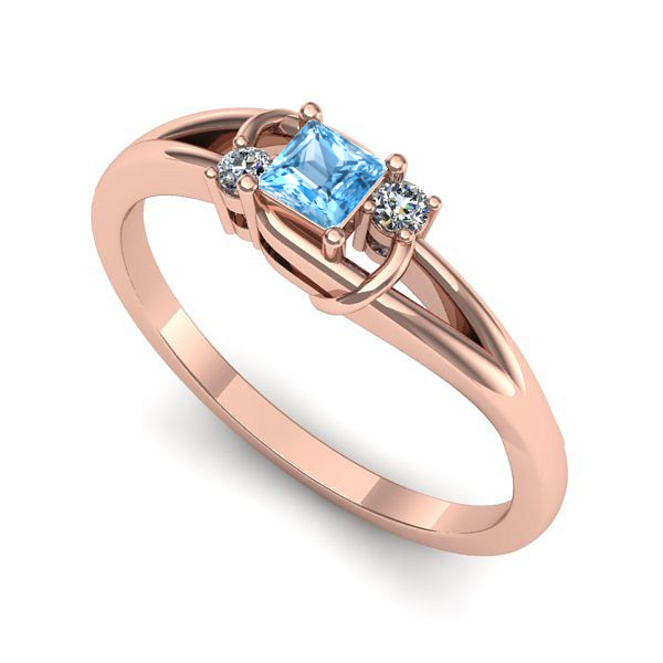 Inel de logodna din aur roz cu topaz blue