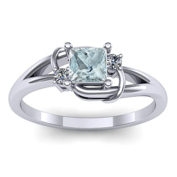 Inel cu aquamarin patrat