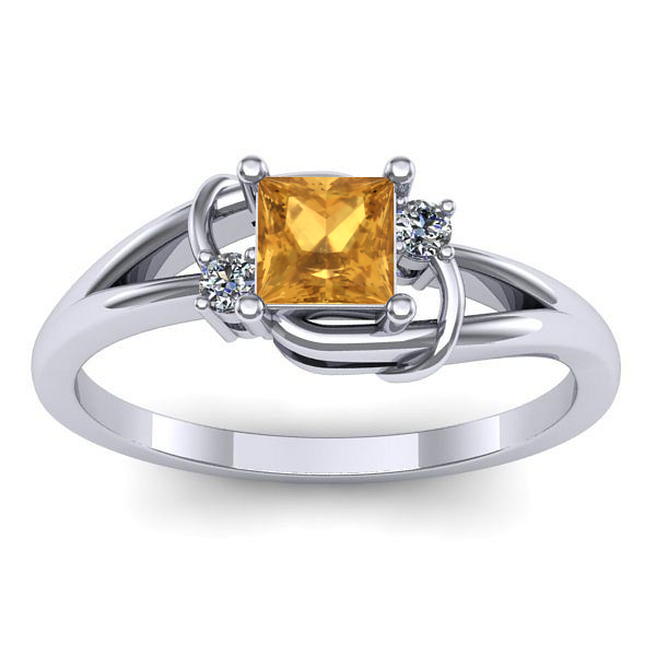 Inel cu citrin patrat