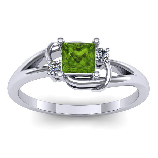 Inel de logodna cu peridot patrat