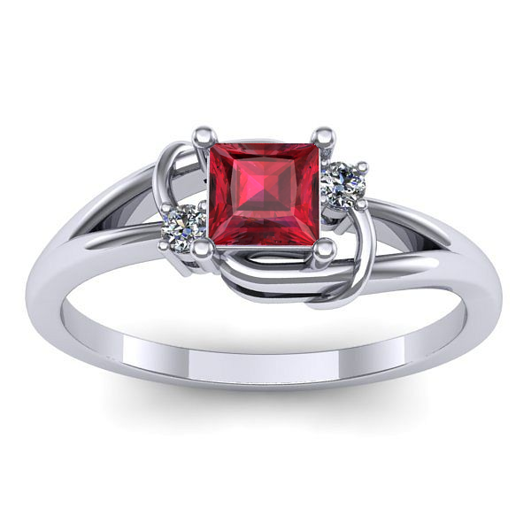 Inel logodna cu rubin patrat