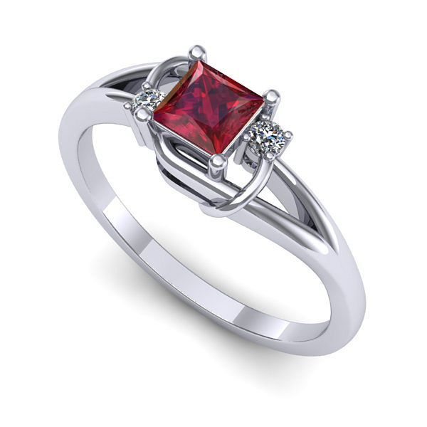 Inel din aur alb cu rubin