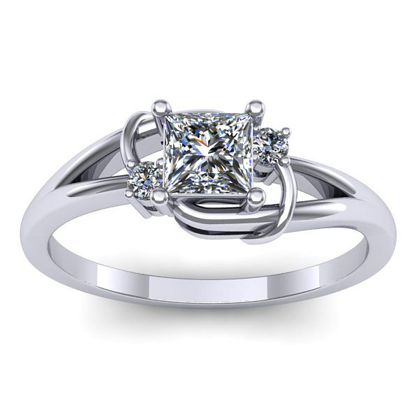 Inel cu safir alb patrat