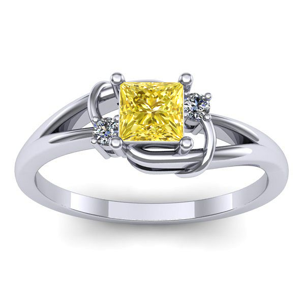 Inel logodna cu safir galben patrat