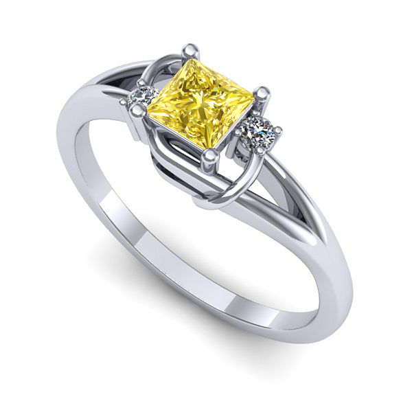 Inel din aur alb cu safir galben