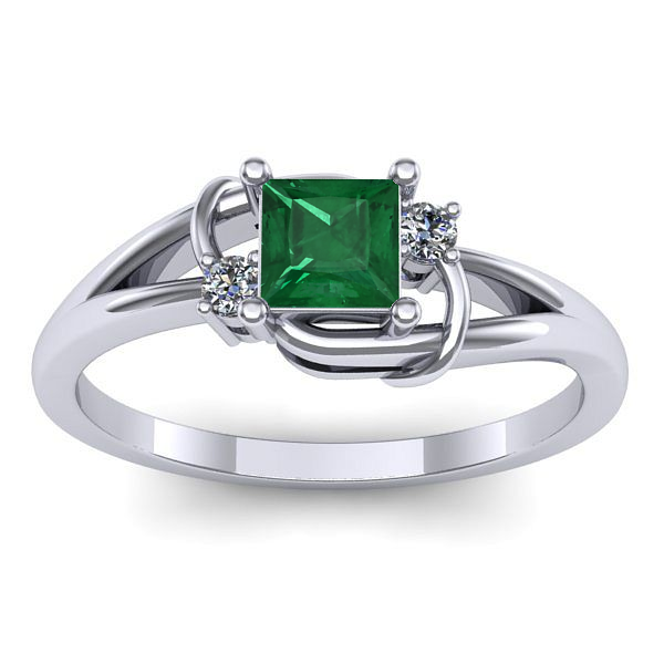 Inel de logodna cu smarald patrat